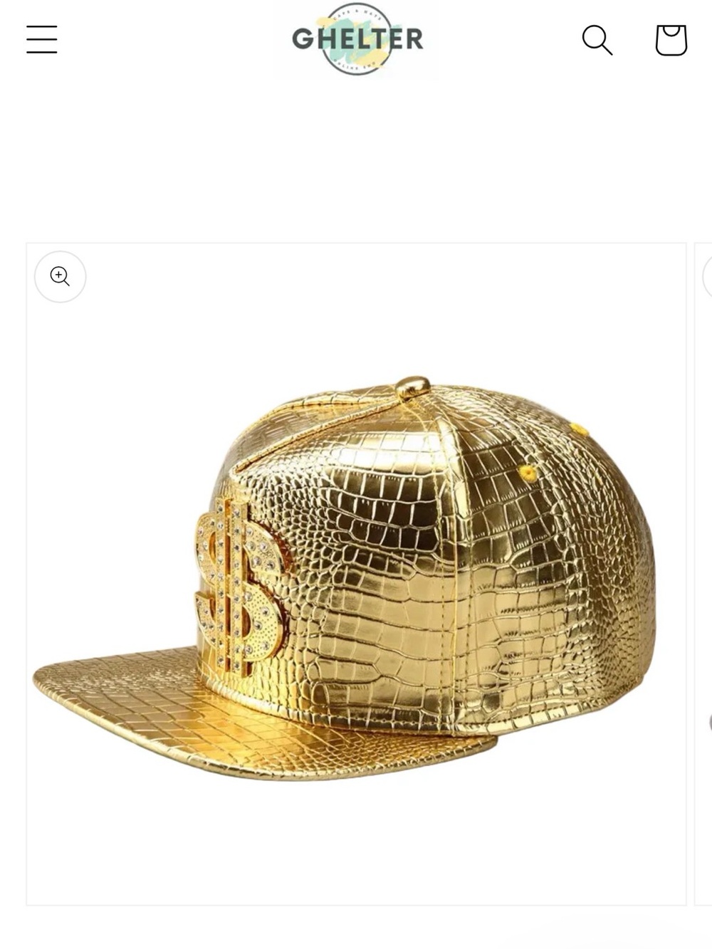 Golden Dollar Snakeskin Leather Snapback Cap
